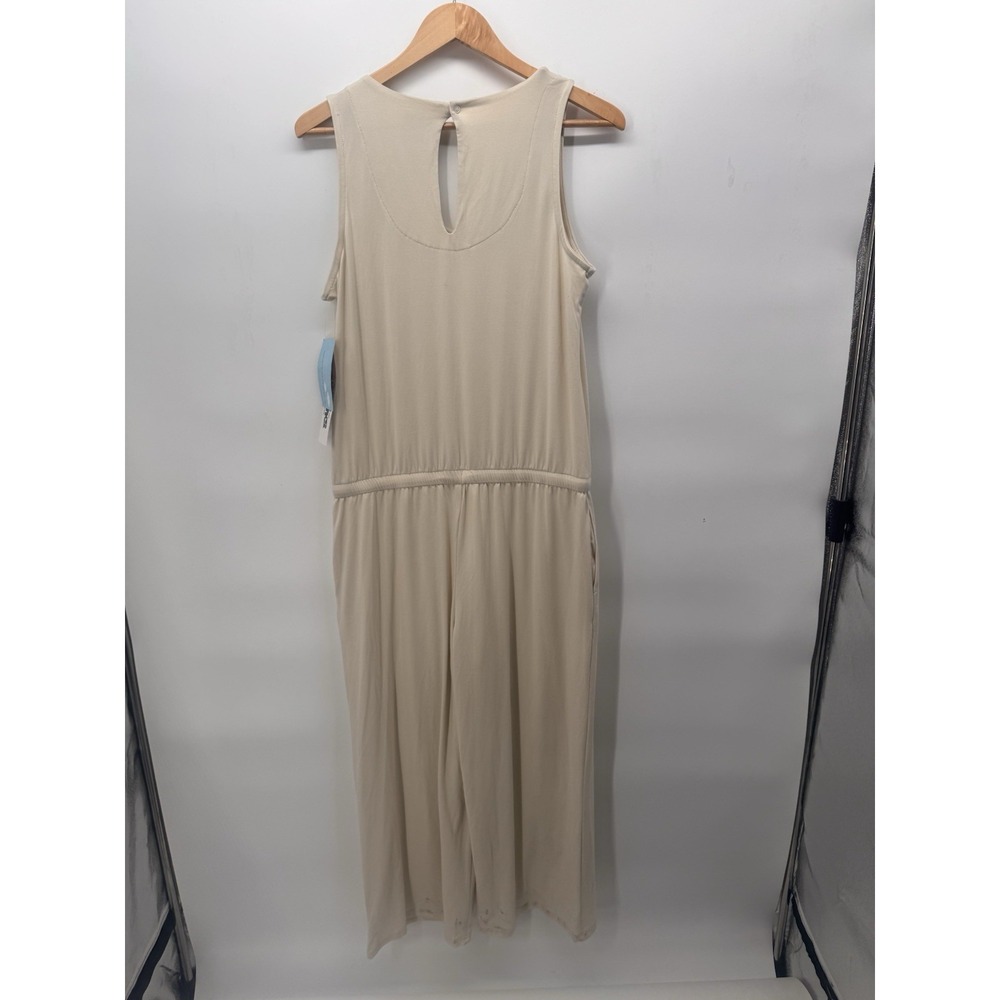 New Muk Luks Regular Cloud Knit Sleeveless Crop Jumpsuit Cream Petite Med Resort - Picture 10 of 10